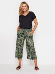 M&Co Khaki Green & Black Tropical Leaf Print Culottes - Image 3 of 6