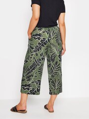 M&Co Khaki Green & Black Tropical Leaf Print Culottes - Image 4 of 6