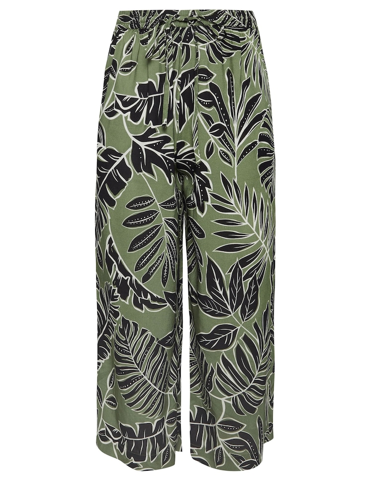 M&Co Khaki Green & Black Tropical Leaf Print Culottes - Image 6 of 6