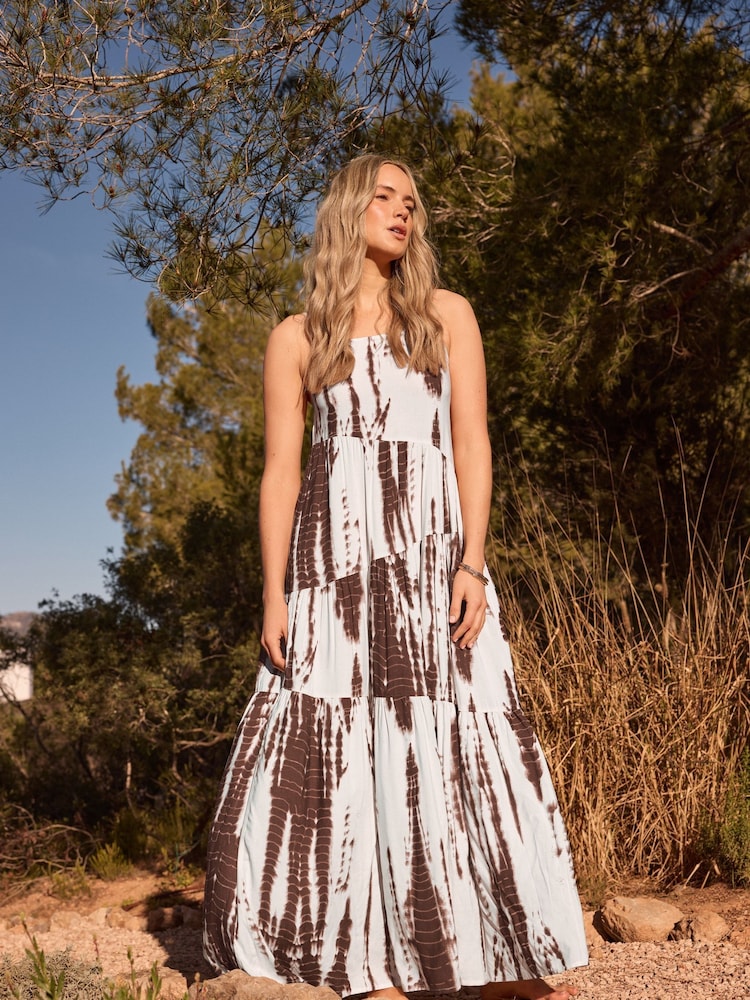 Rochie midaxi cu bretele Long Tall Sally model vopsit - Imaginea 1 din 6