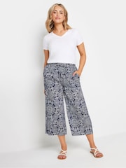 M&Co Navy Blue and White Tile Print Culottes - Image 1 of 5