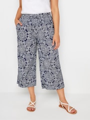 M&Co Navy Blue and White Tile Print Culottes - Image 2 of 5