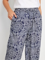 M&Co Navy Blue and White Tile Print Culottes - Image 4 of 5