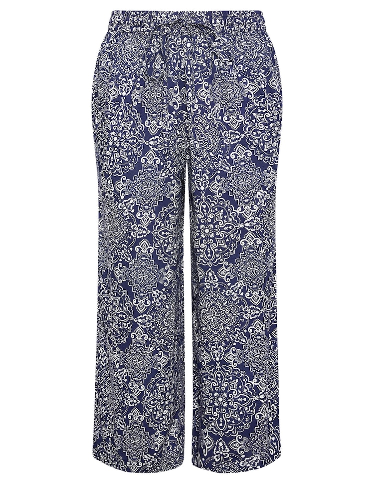 M&Co Navy Blue and White Tile Print Culottes - Image 5 of 5