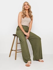 Long Tall Sally Green Long Tall Sally Textured Wide Leg Trousers - Image 3 of 6