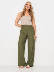 Long Tall Sally Green Long Tall Sally Textured Wide Leg Trousers - Image 4 of 6