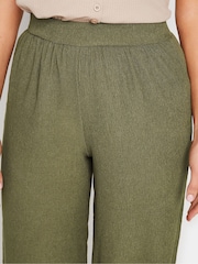 Long Tall Sally Green Long Tall Sally Textured Wide Leg Trousers - Image 5 of 6