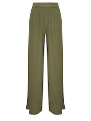 Long Tall Sally Green Long Tall Sally Textured Wide Leg Trousers - Image 6 of 6