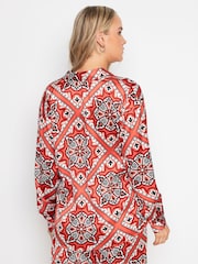 Long Tall Sally Brown Tile Satin Long Sleeve Shirt - Image 4 of 6