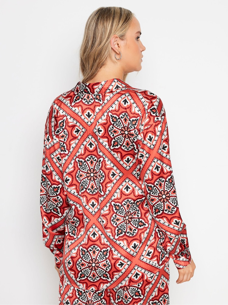 Long Tall Sally Tile Satin Long Sleeve Shirt - Image 4 of 6