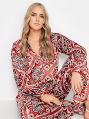 Long Tall Sally Brown Tile Satin Long Sleeve Shirt - Image 5 of 6