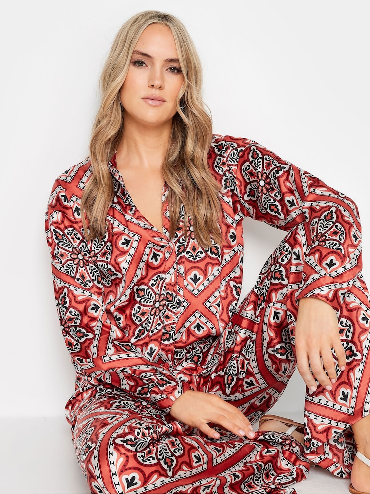 Long Tall Sally Tile Satin Long Sleeve Shirt - Image 5 of 6