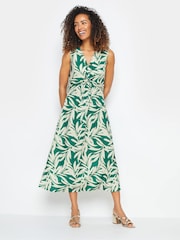 M&Co Green Tropical Leaf Print Twist Front Maxi Dress - Image 3 of 7