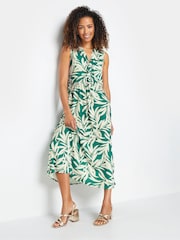 M&Co Green Tropical Leaf Print Twist Front Maxi Dress - Image 4 of 7