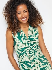 M&Co Green Tropical Leaf Print Twist Front Maxi Dress - Image 6 of 7