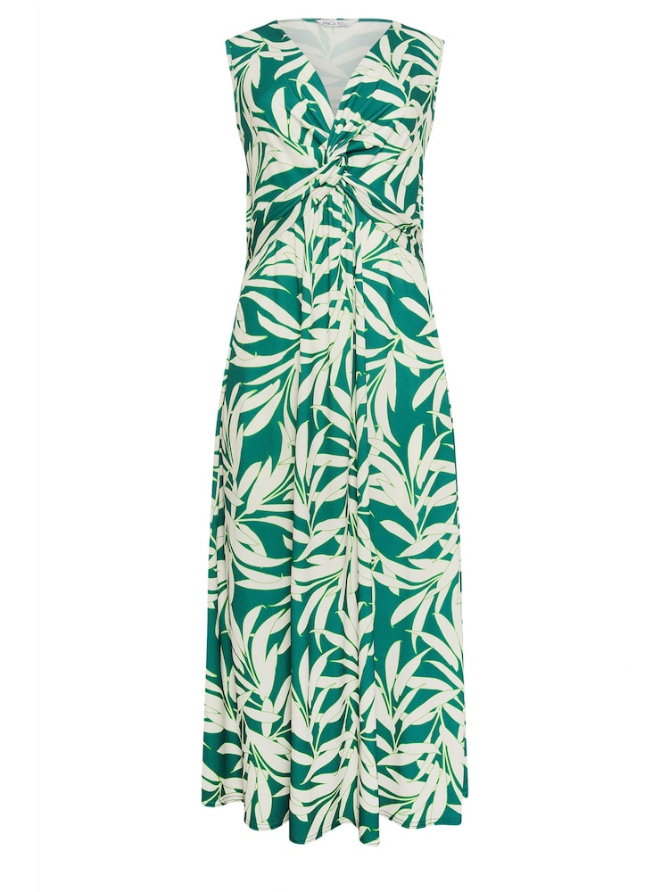 M&Co Green Tropical Leaf Print Twist Front Maxi Dress - Image 7 of 7