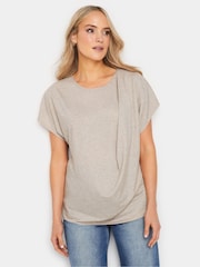 Long Tall Sally Natural Draped Front T-Shirt - Image 1 of 6