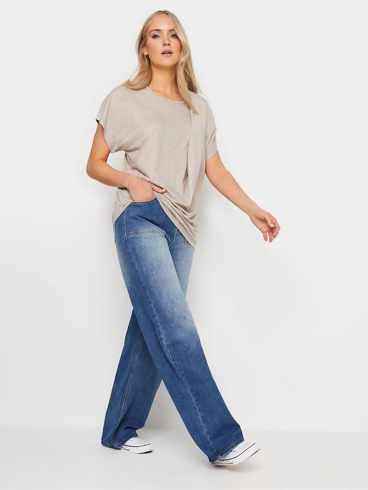 Long Tall Sally Natural Draped Front T-Shirt - Image 2 of 6