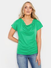 Long Tall Sally Green Textured Cowl Neck Top - Image 1 of 5