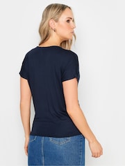 Long Tall Sally Blue Grown On Sleeve Wrap Top - Image 3 of 5