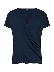 Long Tall Sally Blue Grown On Sleeve Wrap Top - Image 5 of 5