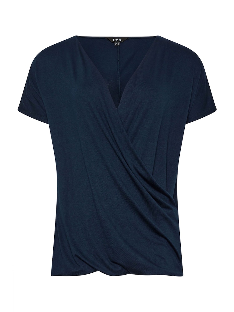 Long Tall Sally Blue Grown On Sleeve Wrap Top - Image 5 of 5