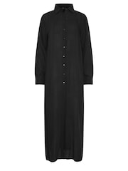 Long Tall Sally Black Crinkle Longline Shirt - Image 5 of 5