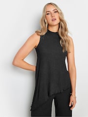 Long Tall Sally Black LTS Tall Black Textured Asymmetric Top - Image 1 of 4