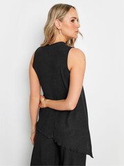 Long Tall Sally Black LTS Tall Black Textured Asymmetric Top - Image 3 of 4