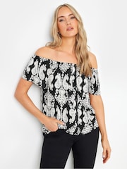 Long Tall Sally – Bardot-Oberteil im Azteken-Stil mit Knopfdetails und Ausschnitt - Bild 1 von 6