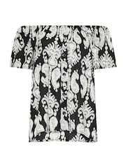Long Tall Sally – Bardot-Oberteil im Azteken-Stil mit Knopfdetails und Ausschnitt - Bild 6 von 6