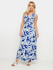 M&Co Blue Petite Twist Front Maxi Dress - Image 1 of 5