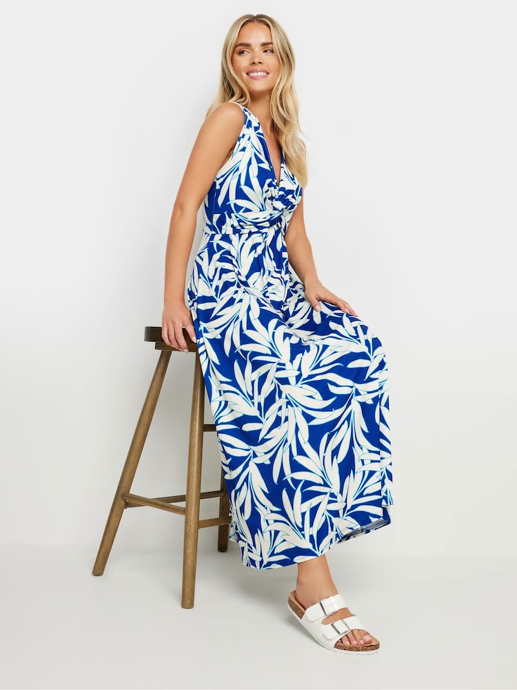 M&Co Blue Petite Twist Front Maxi Dress - Image 2 of 5