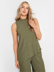 Long Tall Sally Green LTS Tall Black Textured Asymmetric Top - Image 1 of 4