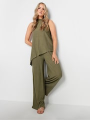 Long Tall Sally Green LTS Tall Black Textured Asymmetric Top - Image 2 of 4