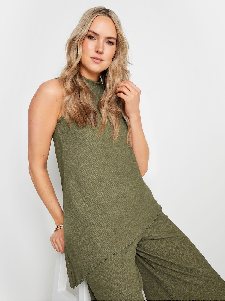 Long Tall Sally Green LTS Tall Black Textured Asymmetric Top - Image 4 of 4