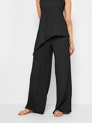 Long Tall Sally Blue Long Tall Sally Textured Wide Leg Trousers - Image 2 of 4