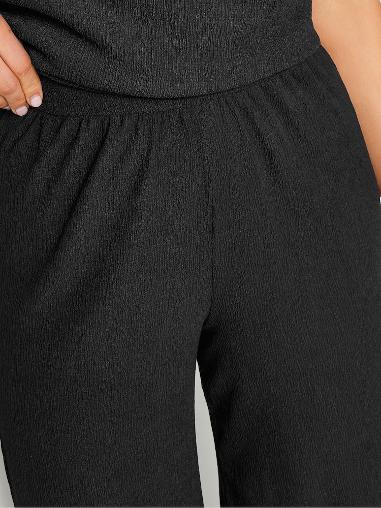 Long Tall Sally Blue Long Tall Sally Textured Wide Leg Trousers - Image 4 of 4