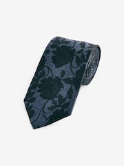 Blue Floral Silk Design Tie - Image 1 of 3