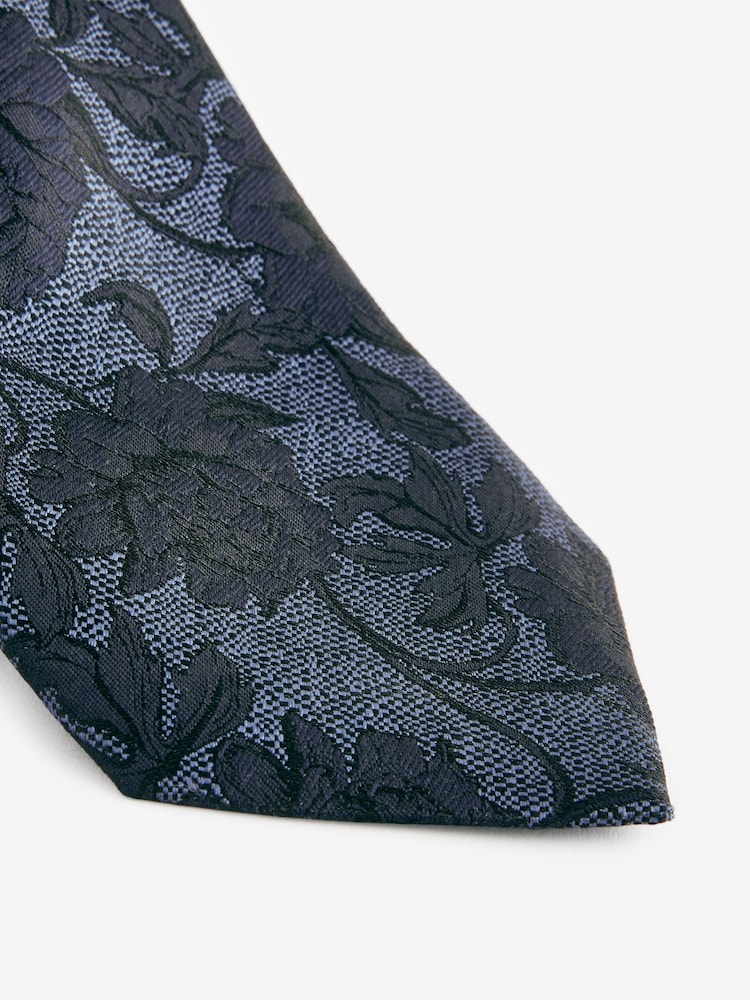 Blue Floral Silk Design Tie - Image 2 of 3