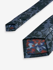 Blue Floral Silk Design Tie - Image 3 of 3