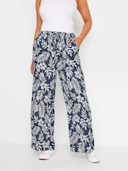 M&Co Blue Flower Print Palazzo Trousers - Image 1 of 5