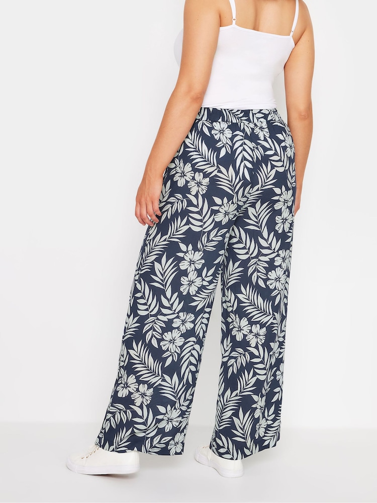 M&Co Blue Flower Print Palazzo Trousers - Image 2 of 5