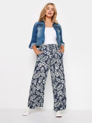 M&Co Blue Flower Print Palazzo Trousers - Image 3 of 5