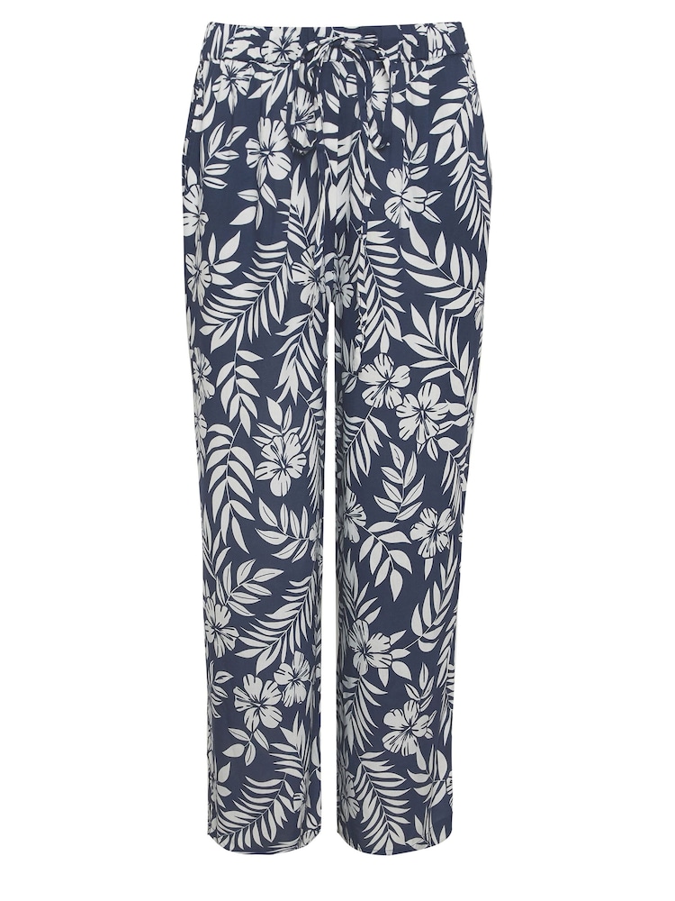 M&Co Blue Flower Print Palazzo Trousers - Image 5 of 5