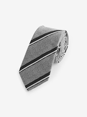Grey Stripe Silk Design Tie - Image 1 of 3