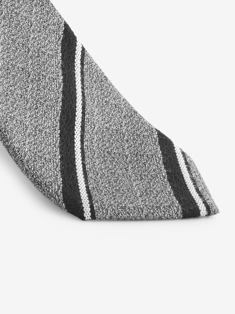 Grey Stripe Silk Design Tie - Image 2 of 3