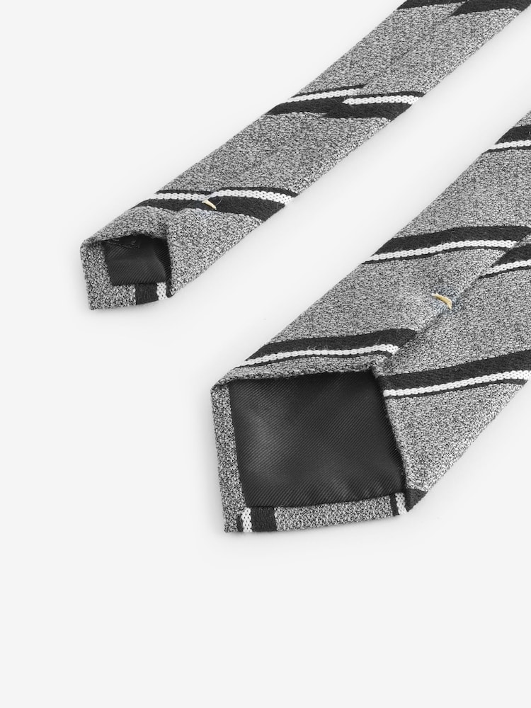 Grey Stripe Silk Design Tie - Image 3 of 3