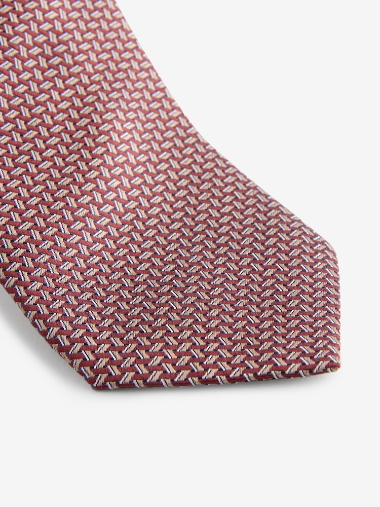 Red/Yellow Gold Silk Textured Tie - Image 2 of 3
