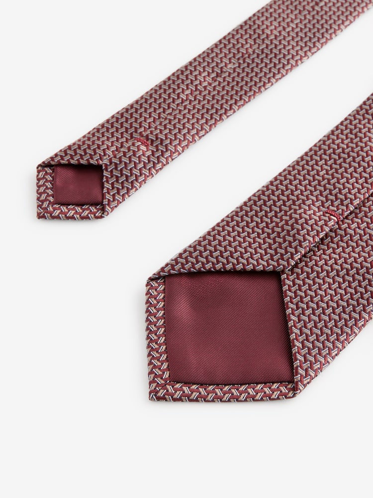 Red/Yellow Gold Silk Textured Tie - Image 3 of 3